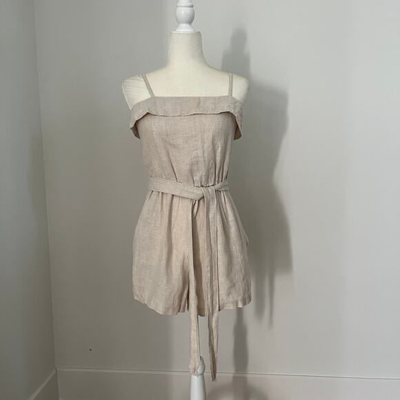 Alice + Olivia Flax Linen Sleeveless Shorts Romper sz 4 - Picture 1 of 7